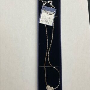 Swarovski Pave Heart Silver Plated Necklace New With Box